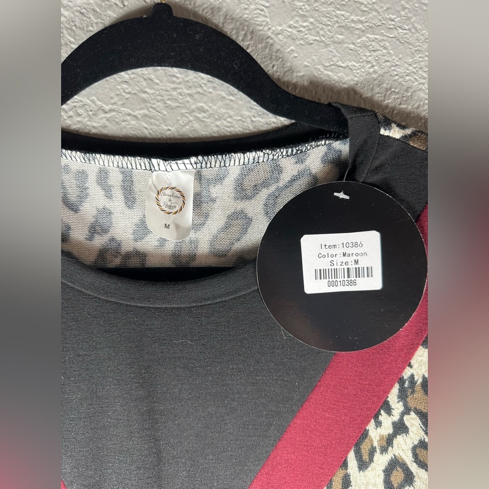 Sunshine and Rodeos Women’s Long Sleeve Black Maroon and Cheetah